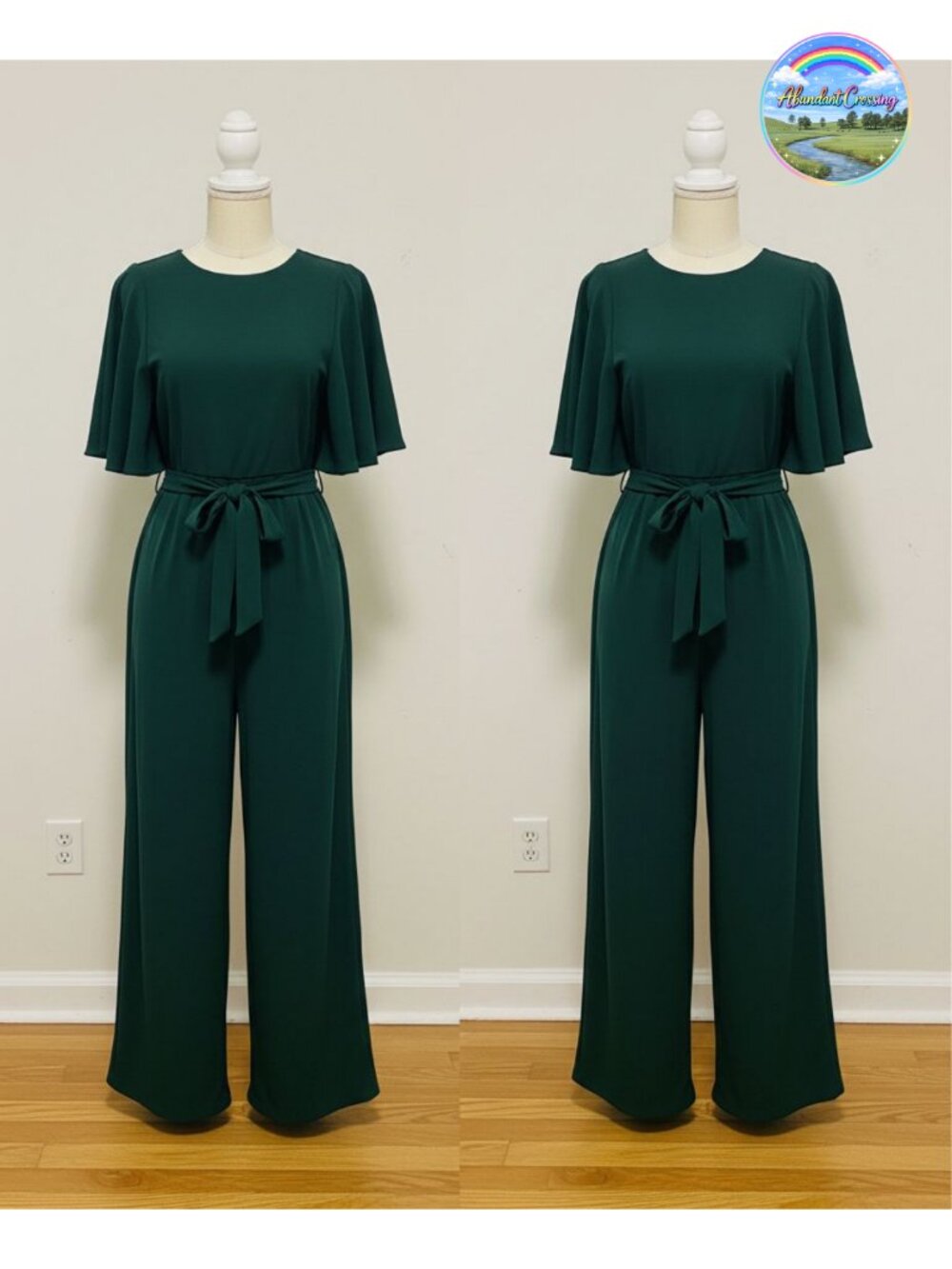 Womens Loose Short Sleeve Belted Wide Leg Pant Romper Jumpsuit One Piece